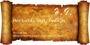 Hortolányi Iván névjegykártya